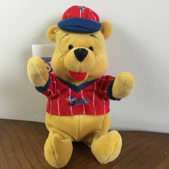 Disney Store Winnie the Pooh Bear Baseball Mini Bean Bag Stuffed Plush Toy 8" - Picture 9 of 10